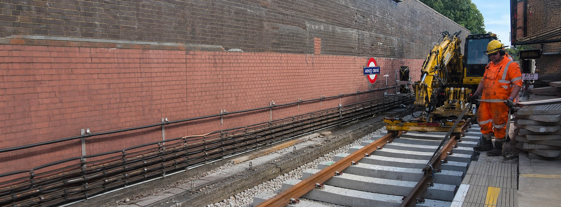 AJ Safety Services worker coordinating rail plant at Arnos Grove